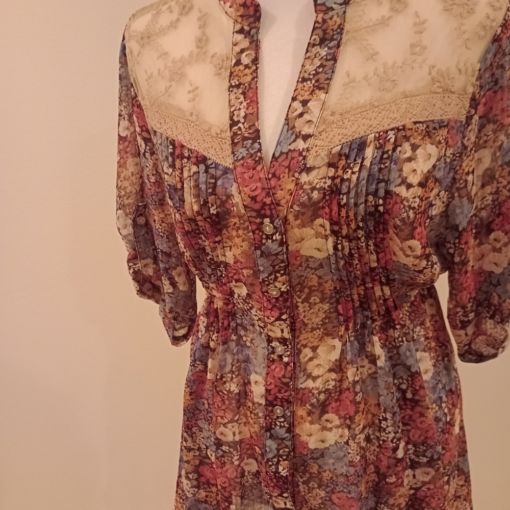 American Rag Floral Sheer Blouse - Multicolor - Picture 2 of 9